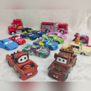 Disney Pixar Cars Diecast Lot – Mack, 2 Tow Mater, Fire Truck + Racers (14 pcs)